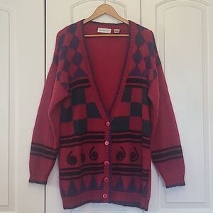 Vintage Paris Sport Club Mohair Blend Pink Fuzzy Cardigan Sweater Size L